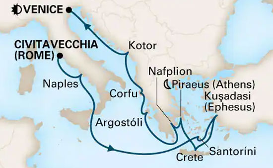 オーステルダム チビタベッキア発ベニス着 イタリア ギリシャクルーズ12泊13日 地中海 エーゲ海クルーズ クルーズプラネット